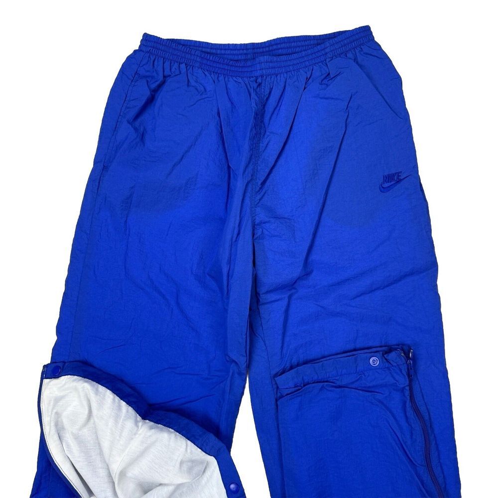VTG 1993 Nike Tonal Swoosh Track Pants Nylon Windbreaker Joggers‎ Baggy Blue 90s